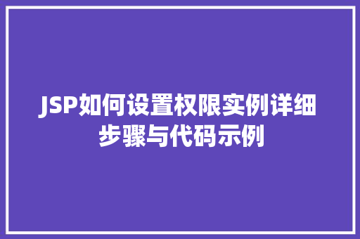JSP如何设置权限实例详细步骤与代码示例